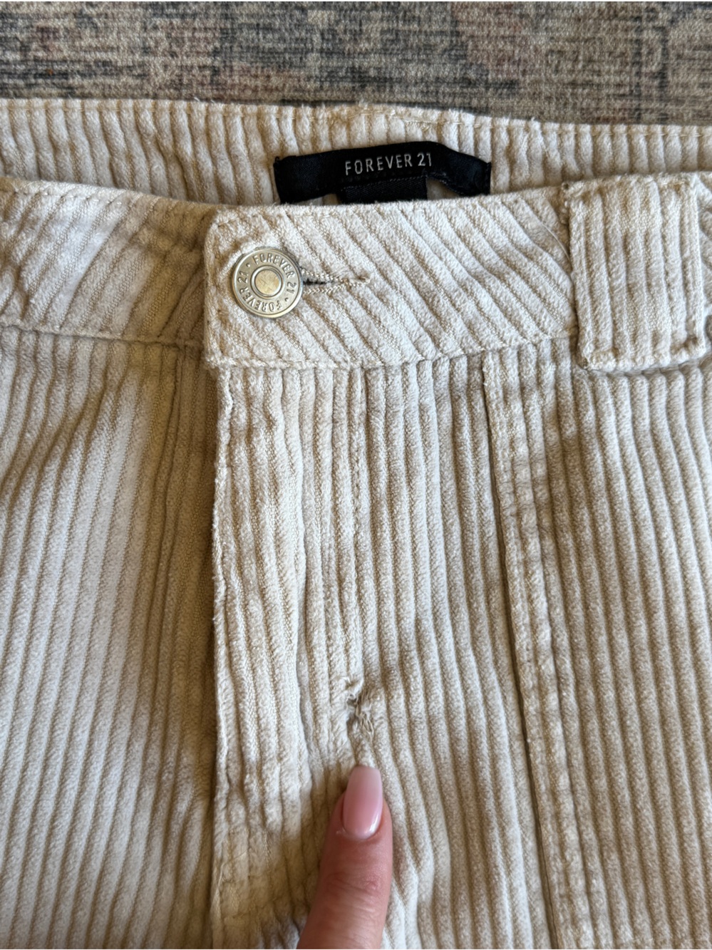 Forever 21 Cream Corduroy Pants